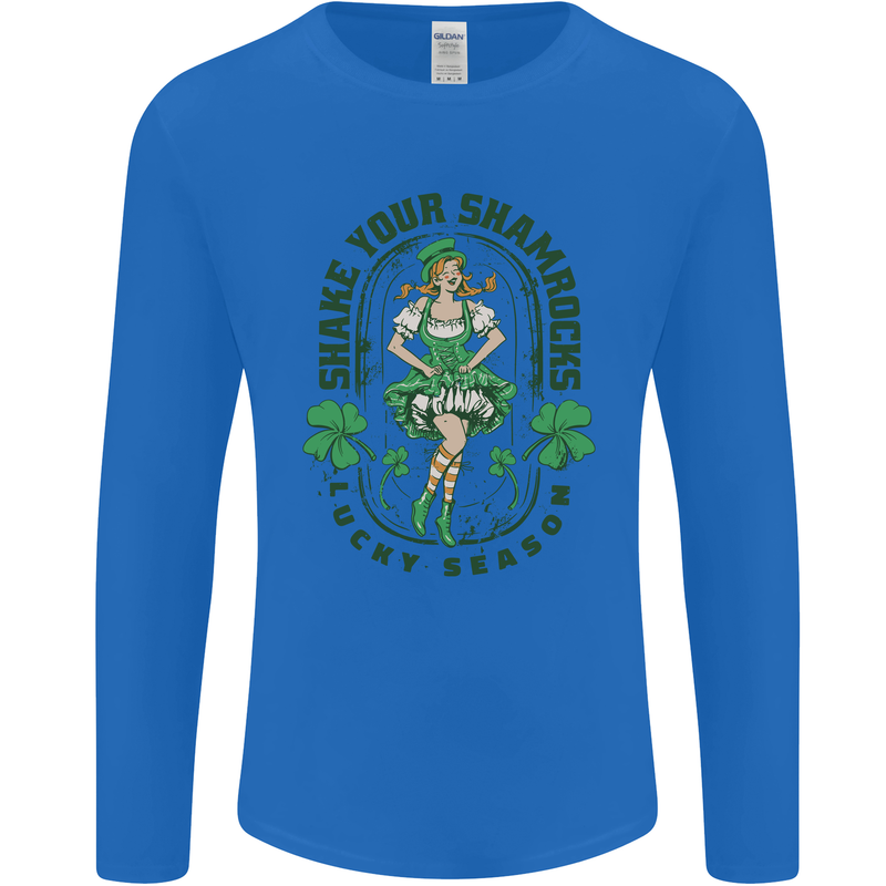 St Patricks Day Shake Your Shamrocks Mens Long Sleeve T-Shirt Royal Blue