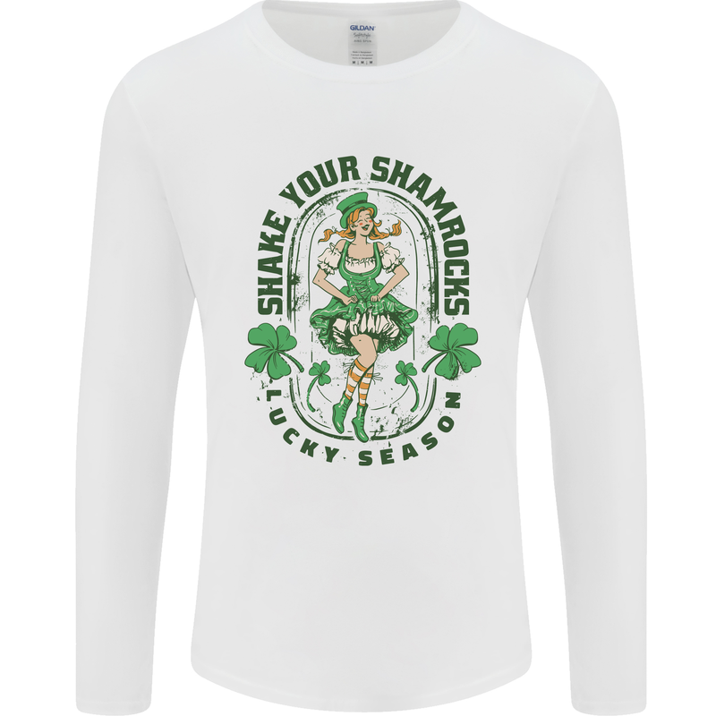 St Patricks Day Shake Your Shamrocks Mens Long Sleeve T-Shirt White