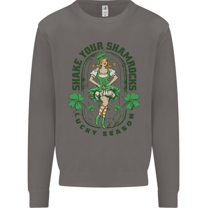 St Patricks Day Shake Your Shamrocks Mens Sweatshirt Jumper Charcoal