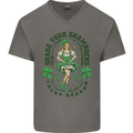 St Patricks Day Shake Your Shamrocks Mens V-Neck Cotton T-Shirt Charcoal