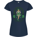 St Patricks Day Shake Your Shamrocks Womens Petite Cut T-Shirt Navy Blue
