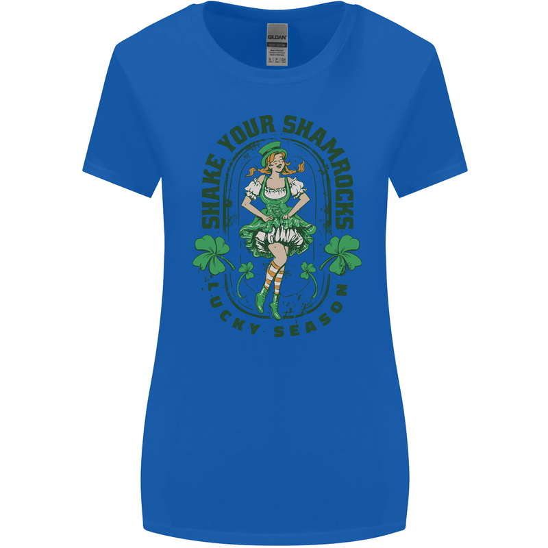 St Patricks Day Shake Your Shamrocks Womens Wider Cut T-Shirt Royal Blue