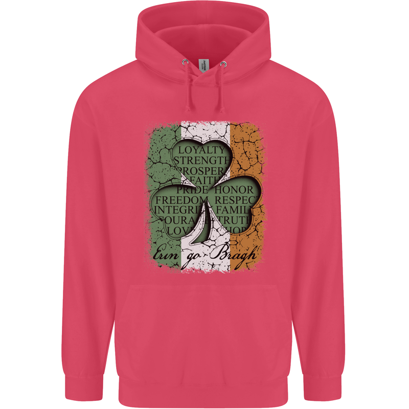 St Patricks Day Shamrock 3 Leaf Clover Childrens Kids Hoodie Heliconia