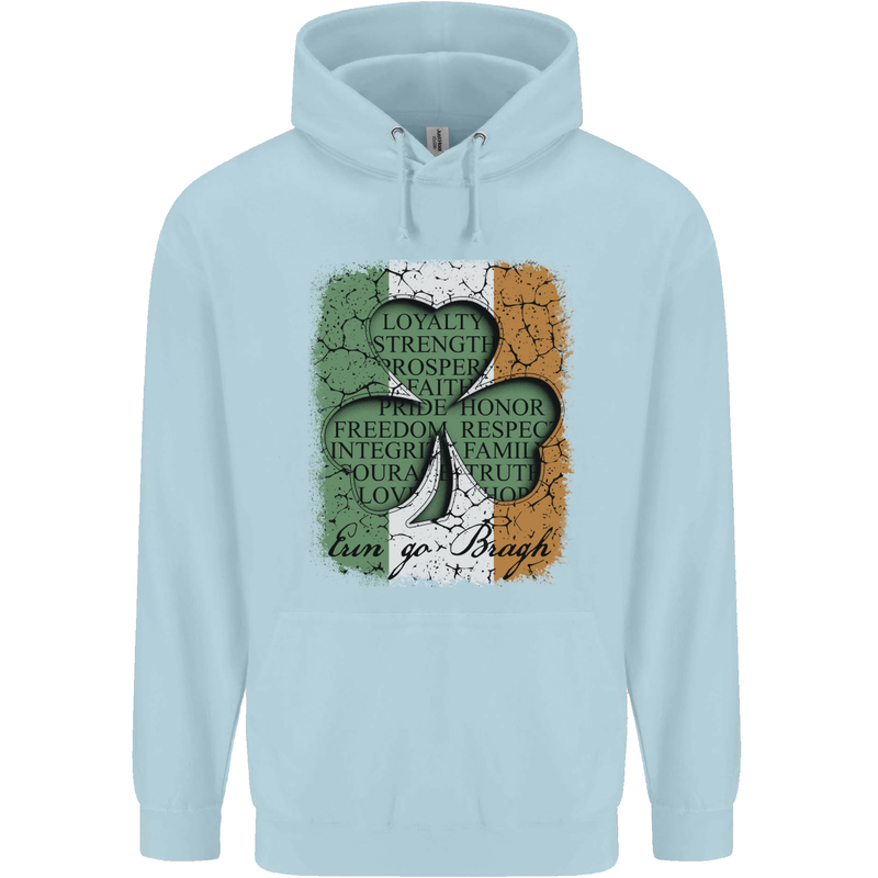 St Patricks Day Shamrock 3 Leaf Clover Childrens Kids Hoodie Light Blue