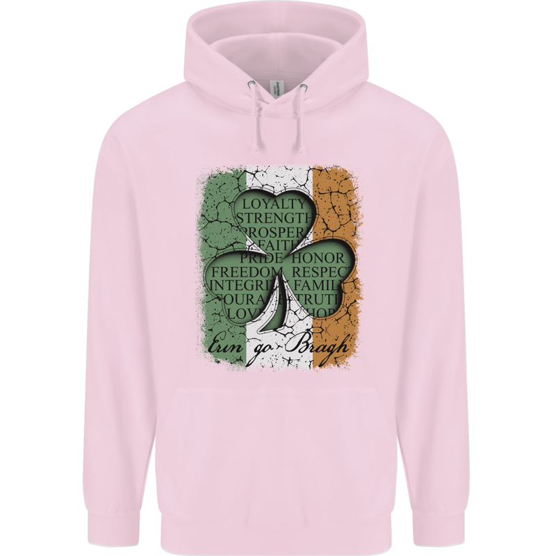 St Patricks Day Shamrock 3 Leaf Clover Childrens Kids Hoodie Light Pink