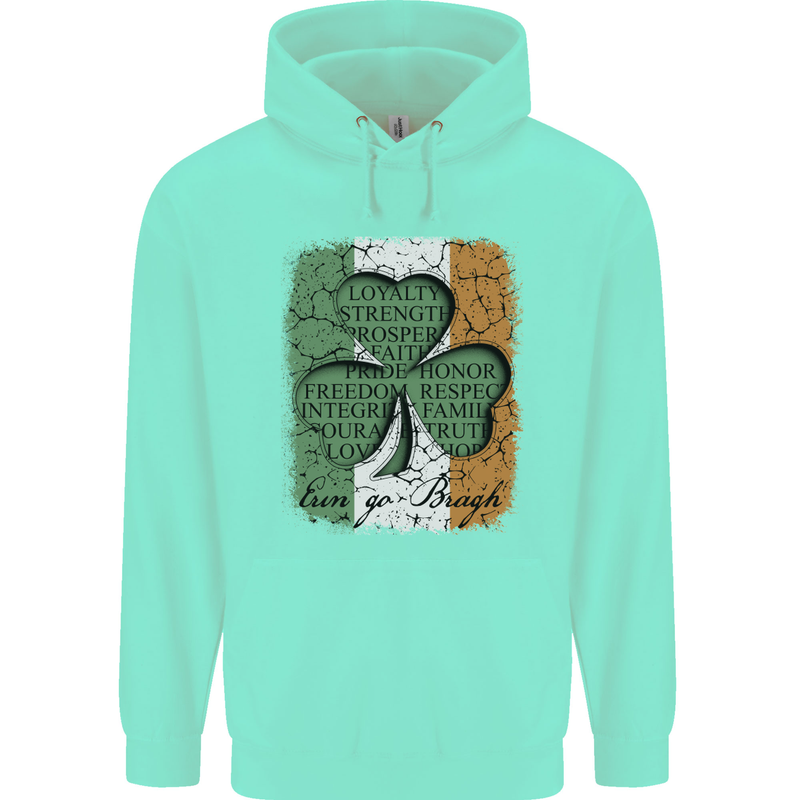 St Patricks Day Shamrock 3 Leaf Clover Childrens Kids Hoodie Peppermint