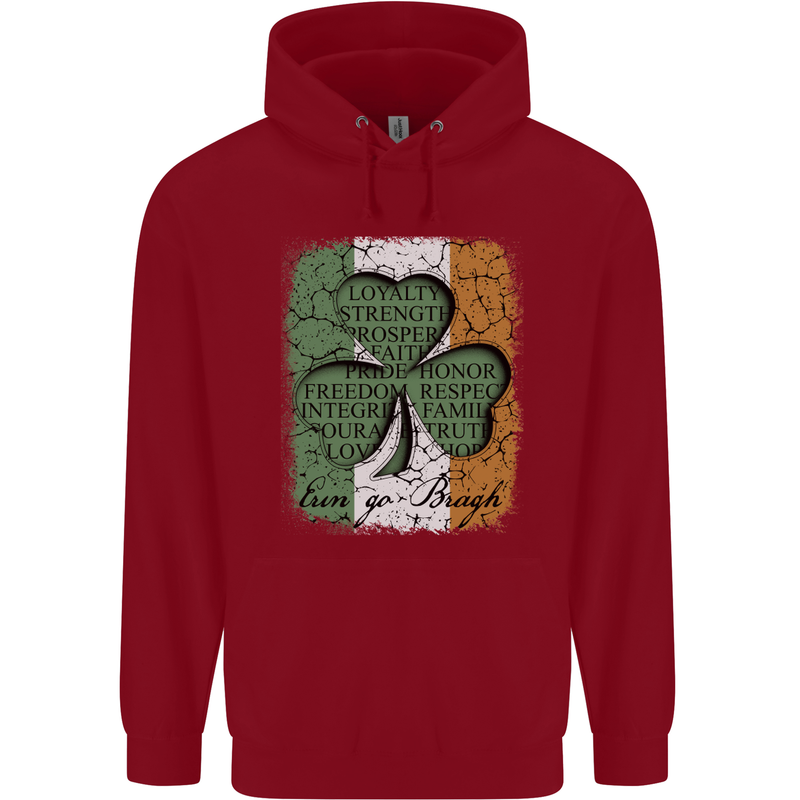 St Patricks Day Shamrock 3 Leaf Clover Childrens Kids Hoodie Red