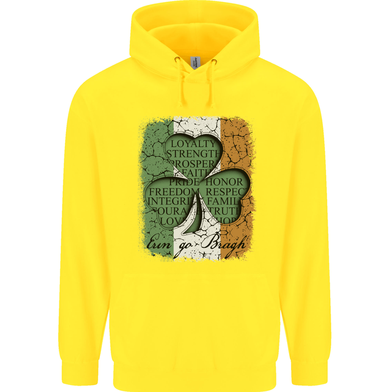 St Patricks Day Shamrock 3 Leaf Clover Childrens Kids Hoodie Yellow
