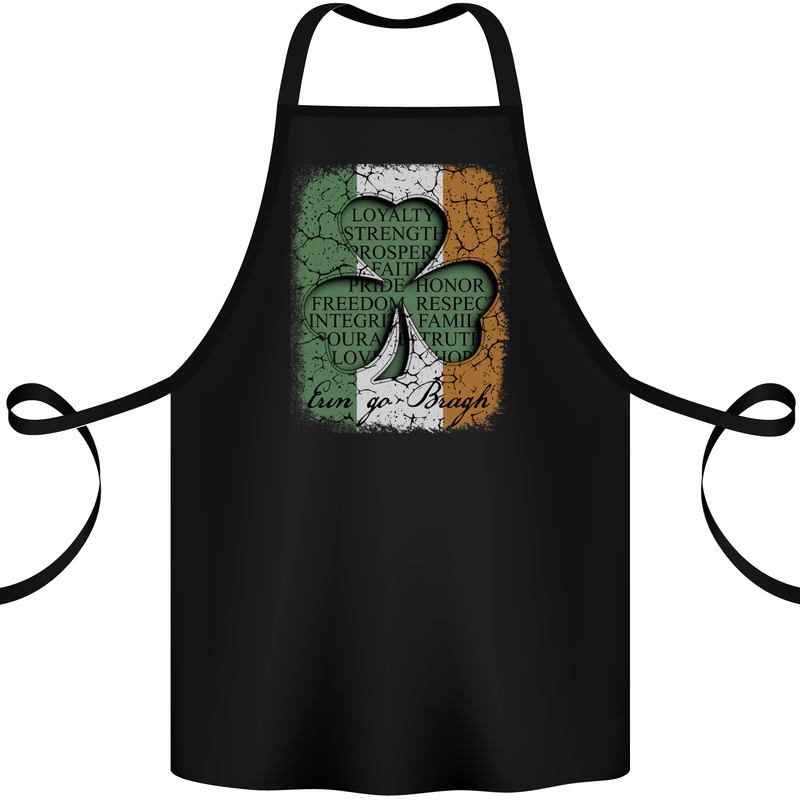 St Patricks Day Shamrock 3 Leaf Clover Cotton Apron 100% Organic Black
