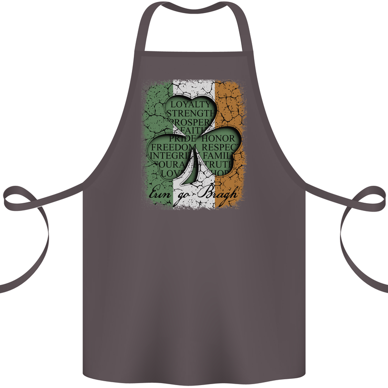 St Patricks Day Shamrock 3 Leaf Clover Cotton Apron 100% Organic Dark Grey