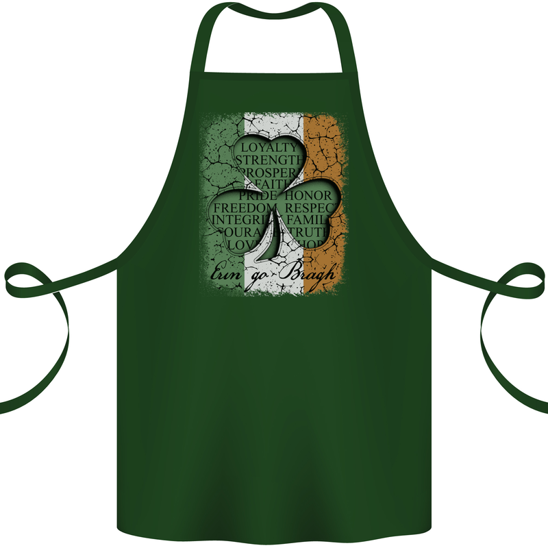 St Patricks Day Shamrock 3 Leaf Clover Cotton Apron 100% Organic Forest Green