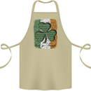 St Patricks Day Shamrock 3 Leaf Clover Cotton Apron 100% Organic Khaki