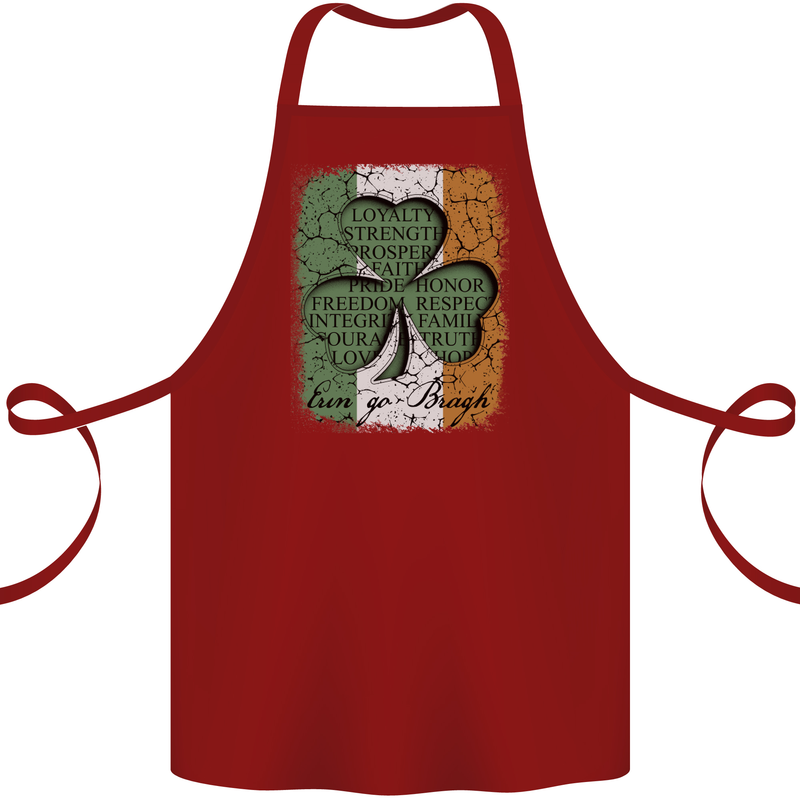 St Patricks Day Shamrock 3 Leaf Clover Cotton Apron 100% Organic Maroon