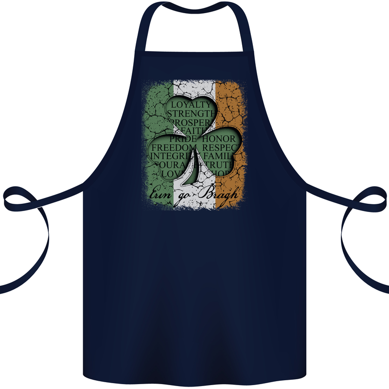 St Patricks Day Shamrock 3 Leaf Clover Cotton Apron 100% Organic Navy Blue
