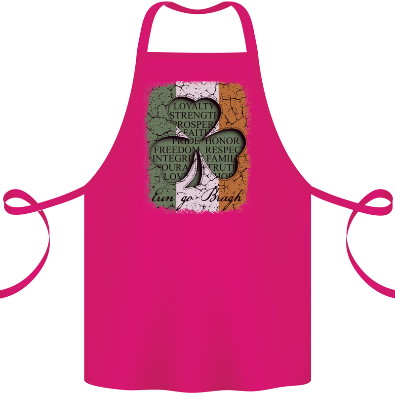 St Patricks Day Shamrock 3 Leaf Clover Cotton Apron 100% Organic Pink