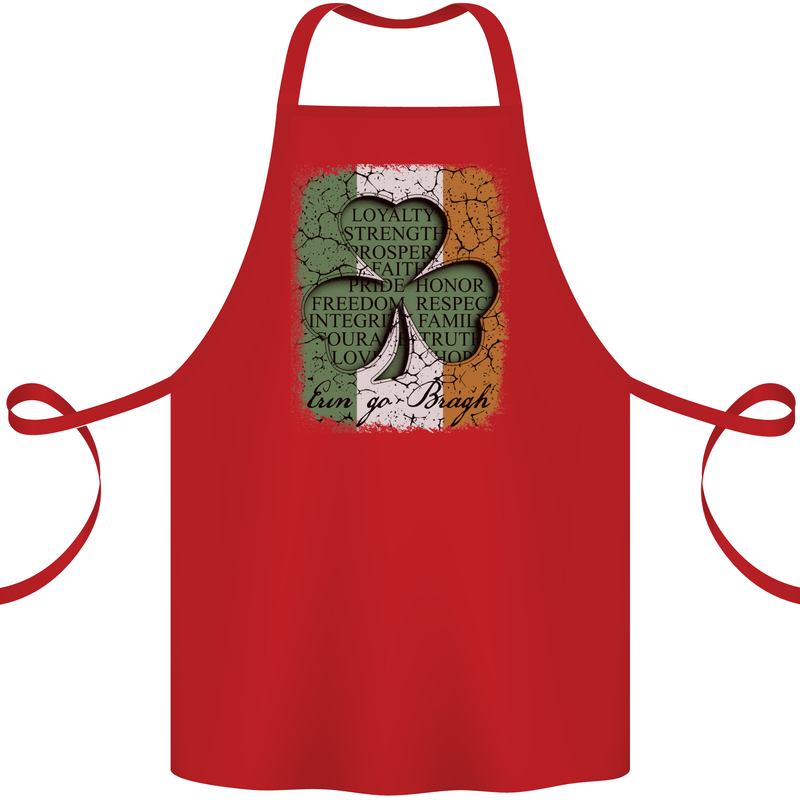 St Patricks Day Shamrock 3 Leaf Clover Cotton Apron 100% Organic Red