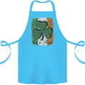 St Patricks Day Shamrock 3 Leaf Clover Cotton Apron 100% Organic Turquoise