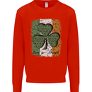 St Patricks Day Shamrock 3 Leaf Clover Kids Sweatshirt Jumper Bright Red