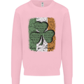 St Patricks Day Shamrock 3 Leaf Clover Kids Sweatshirt Jumper Light Pink