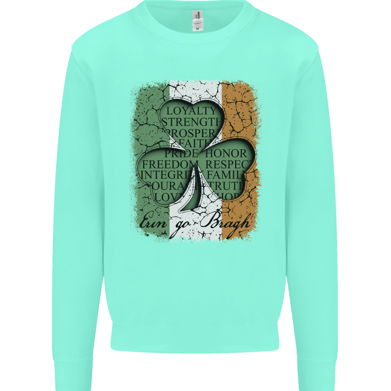 St Patricks Day Shamrock 3 Leaf Clover Kids Sweatshirt Jumper Peppermint