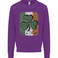 St Patricks Day Shamrock 3 Leaf Clover Kids Sweatshirt Jumper Purple