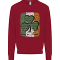 St Patricks Day Shamrock 3 Leaf Clover Kids Sweatshirt Jumper Red