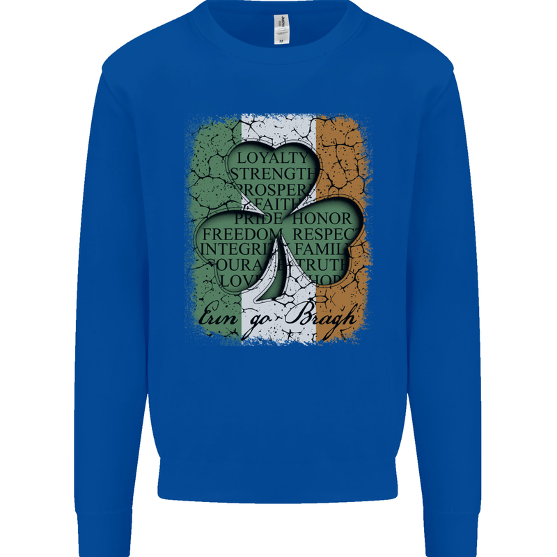 St Patricks Day Shamrock 3 Leaf Clover Kids Sweatshirt Jumper Royal Blue