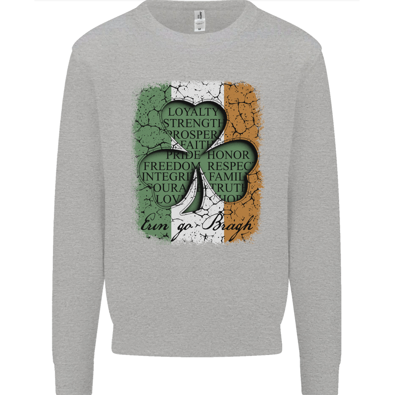 St Patricks Day Shamrock 3 Leaf Clover Kids Sweatshirt Jumper Sports Grey