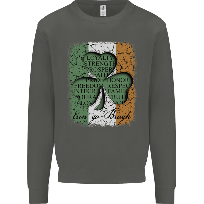 St Patricks Day Shamrock 3 Leaf Clover Kids Sweatshirt Jumper Storm Grey