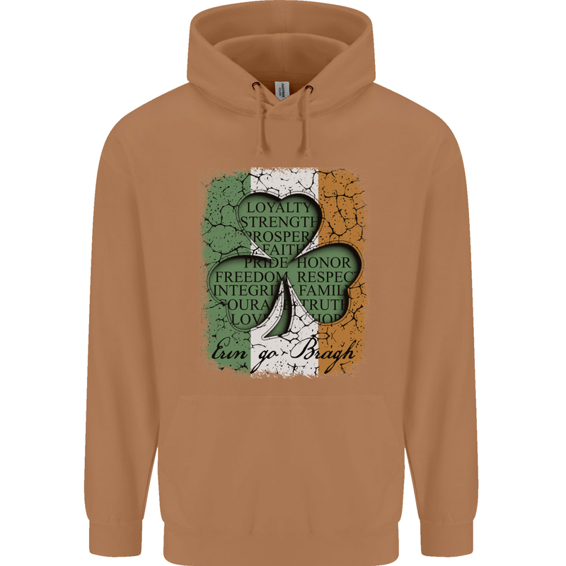 St Patricks Day Shamrock 3 Leaf Clover Mens 80% Cotton Hoodie Caramel Latte