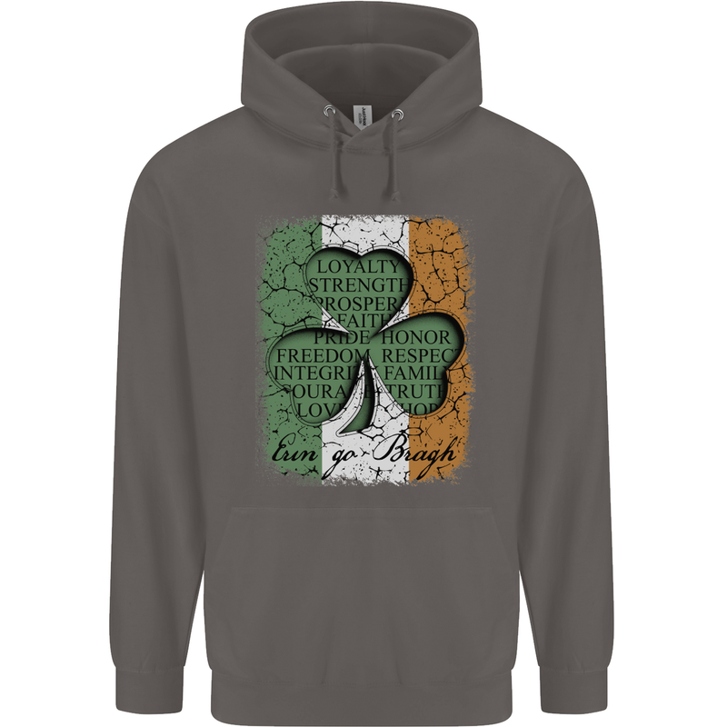 St Patricks Day Shamrock 3 Leaf Clover Mens 80% Cotton Hoodie Charcoal