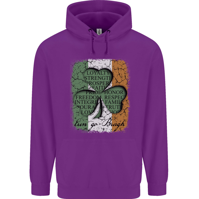 St Patricks Day Shamrock 3 Leaf Clover Mens 80% Cotton Hoodie Purple