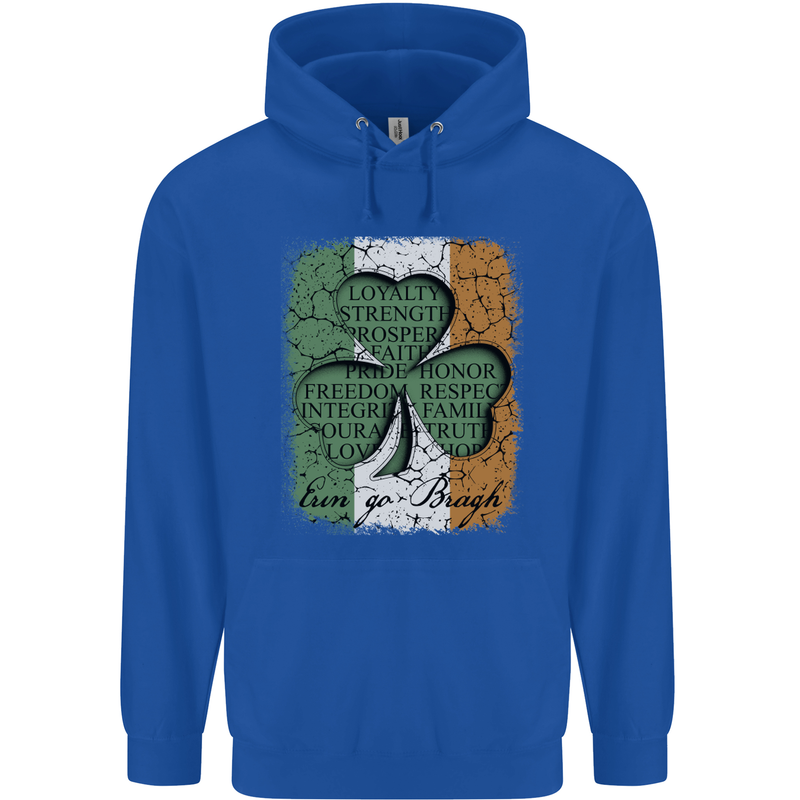 St Patricks Day Shamrock 3 Leaf Clover Mens 80% Cotton Hoodie Royal Blue