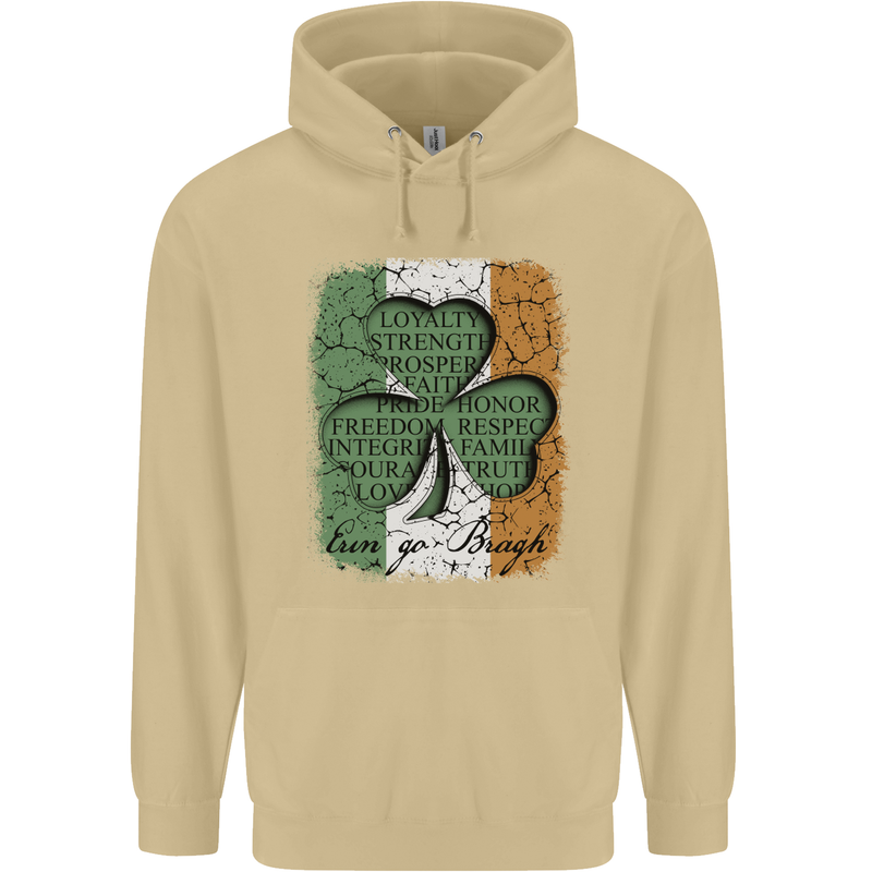 St Patricks Day Shamrock 3 Leaf Clover Mens 80% Cotton Hoodie Sand