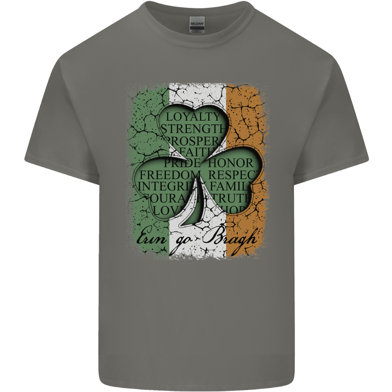St Patricks Day Shamrock 3 Leaf Clover Mens Cotton T-Shirt Tee Top Charcoal
