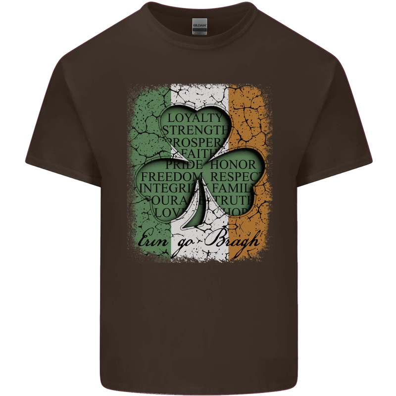 St Patricks Day Shamrock 3 Leaf Clover Mens Cotton T-Shirt Tee Top Dark Chocolate