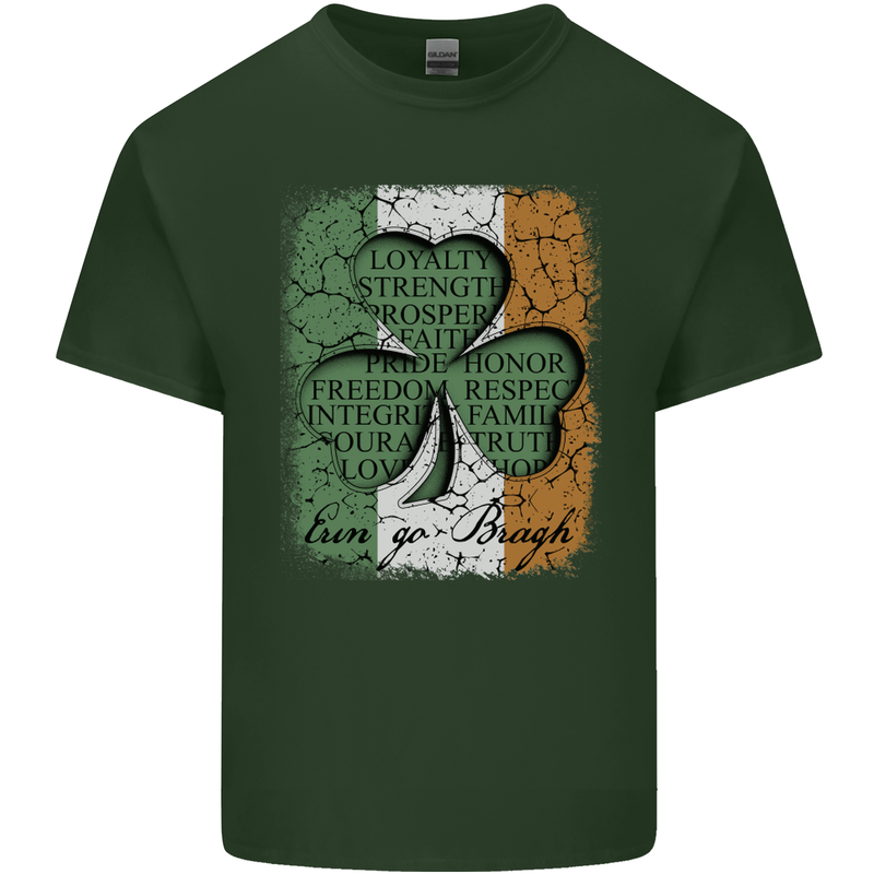 St Patricks Day Shamrock 3 Leaf Clover Mens Cotton T-Shirt Tee Top Forest Green