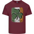 St Patricks Day Shamrock 3 Leaf Clover Mens Cotton T-Shirt Tee Top Maroon