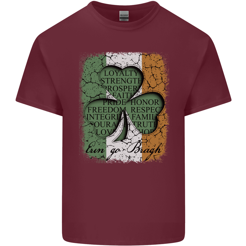 St Patricks Day Shamrock 3 Leaf Clover Mens Cotton T-Shirt Tee Top Maroon