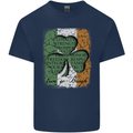 St Patricks Day Shamrock 3 Leaf Clover Mens Cotton T-Shirt Tee Top Navy Blue