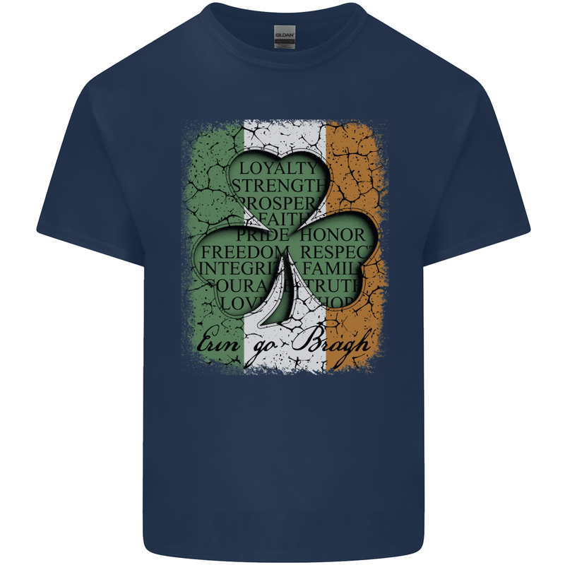 St Patricks Day Shamrock 3 Leaf Clover Mens Cotton T-Shirt Tee Top Navy Blue