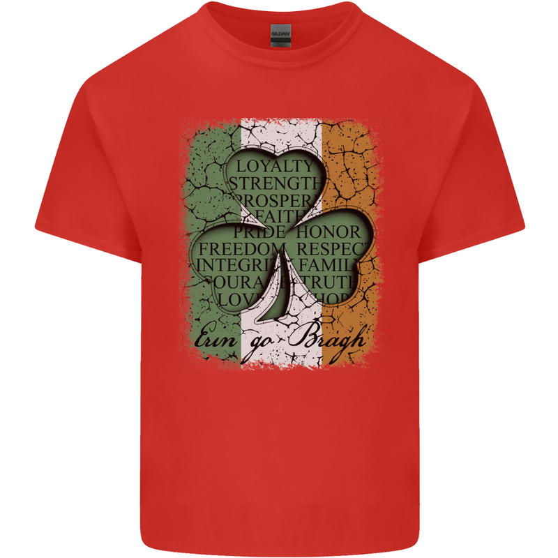 St Patricks Day Shamrock 3 Leaf Clover Mens Cotton T-Shirt Tee Top Red