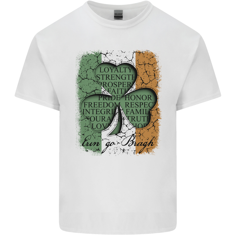 St Patricks Day Shamrock 3 Leaf Clover Mens Cotton T-Shirt Tee Top White