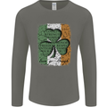 St Patricks Day Shamrock 3 Leaf Clover Mens Long Sleeve T-Shirt Charcoal