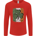 St Patricks Day Shamrock 3 Leaf Clover Mens Long Sleeve T-Shirt Red