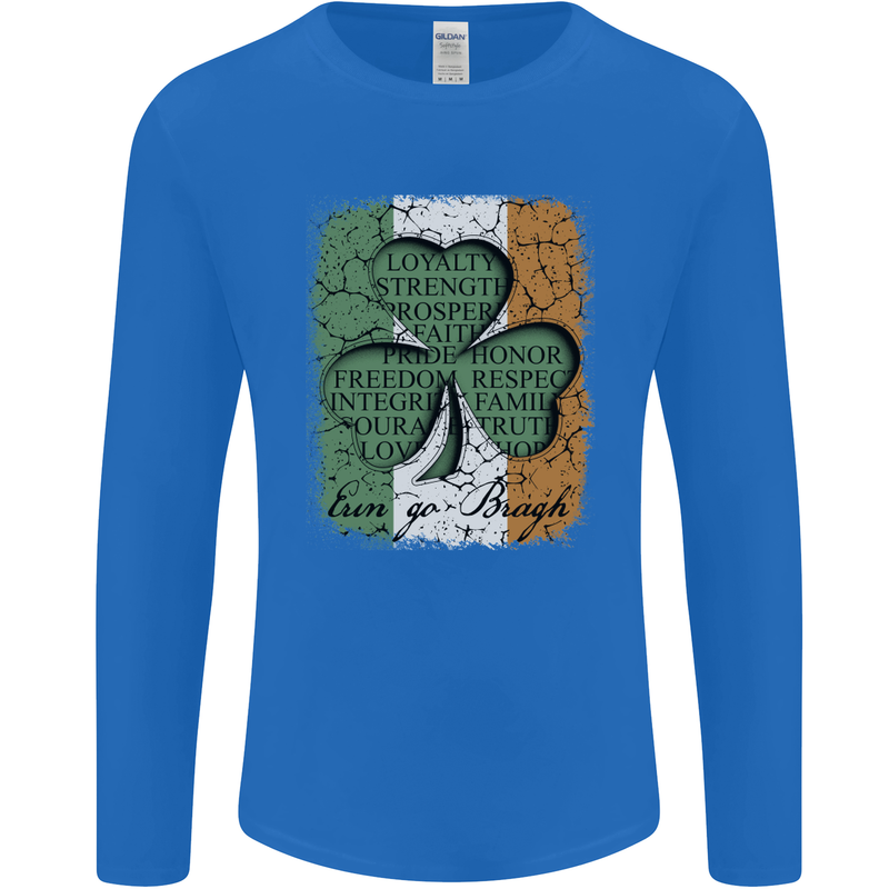 St Patricks Day Shamrock 3 Leaf Clover Mens Long Sleeve T-Shirt Royal Blue