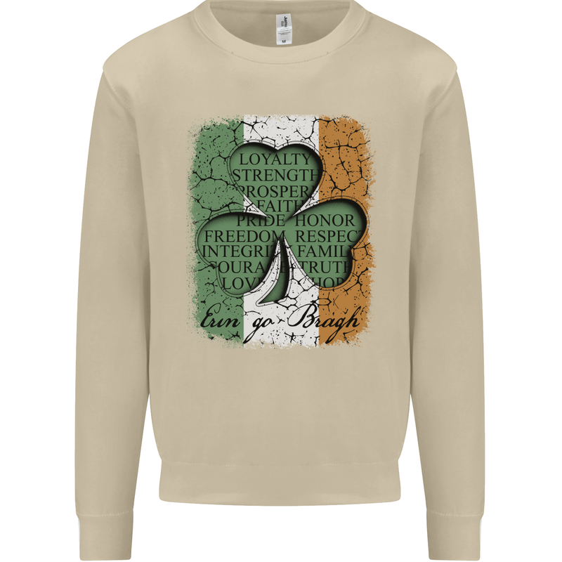 St Patricks Day Shamrock 3 Leaf Clover Mens Sweatshirt Jumper Sand