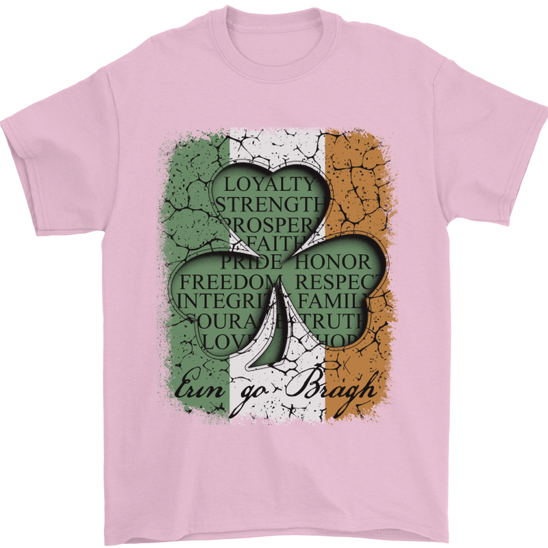 St Patricks Day Shamrock 3 Leaf Clover Mens T-Shirt Cotton Gildan Light Pink