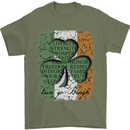 St Patricks Day Shamrock 3 Leaf Clover Mens T-Shirt Cotton Gildan Military Green