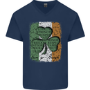 St Patricks Day Shamrock 3 Leaf Clover Mens V-Neck Cotton T-Shirt Navy Blue
